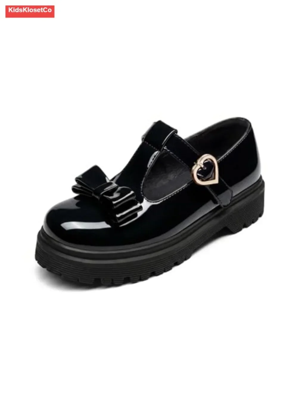 Girls Mary Jane Dress Shoes Chunky Platform Loafers with Bow